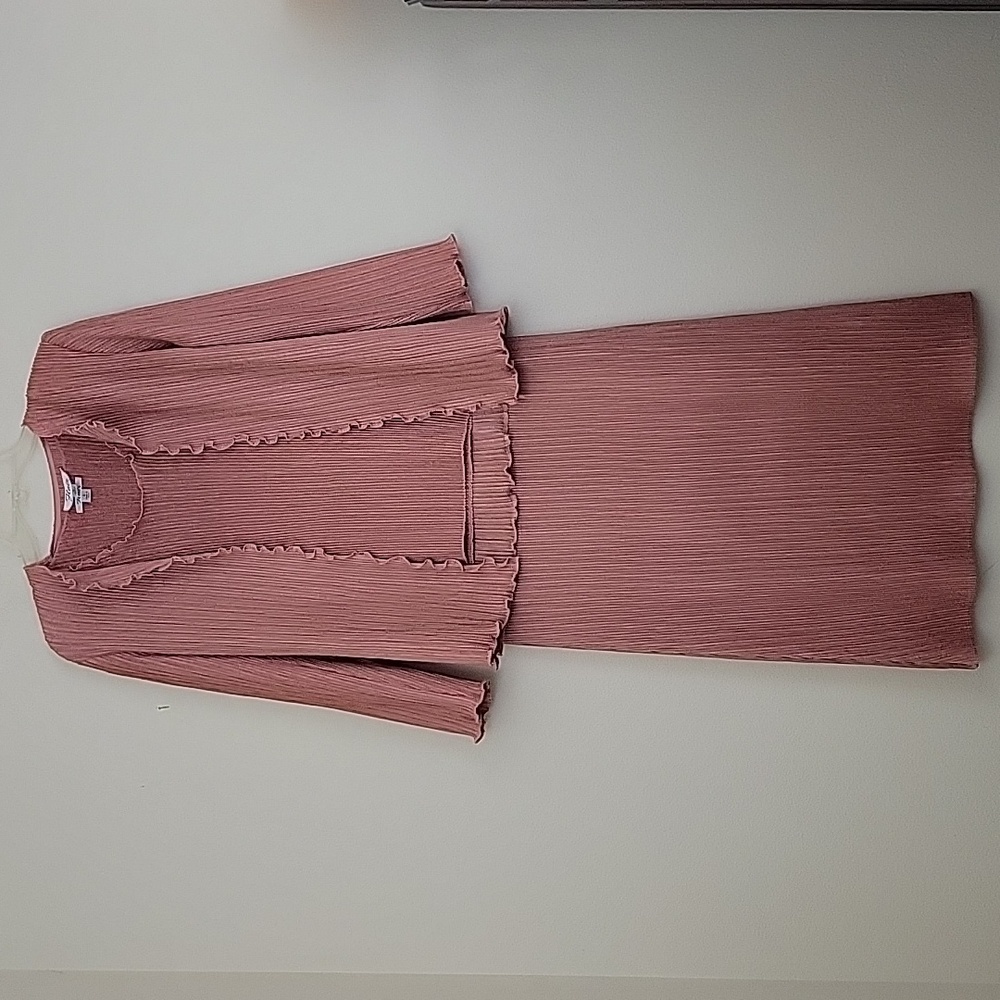 Vintage 3 Piece Mauve Pink, Midi Skirt, Cami & Open Front Blazer By Flair S